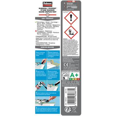 Mastic Bain & Cuisine Pure Silicone Anti-moisissures Transparent, 280 Ml