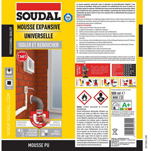 Mousse expansive pistolet intégral - 500 ml