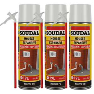 Lot de 3 mousses expansives intérieur et extérieur 500 ml