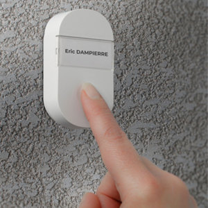 Kit carillon sans fil ni pile avec bouton Kinétic blanc portée 100 mètres