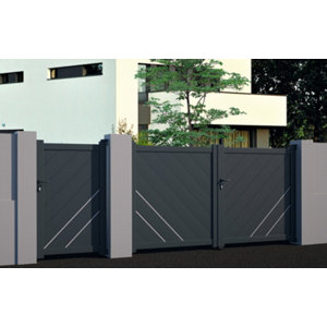 Portail aluminium battant "Easton" gris - 3,56 m