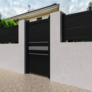Portillon aluminium battant "Sitia" 1 m gris anthracite