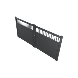 Portail battant aluminium "sillano" gris - l. 3,5 m