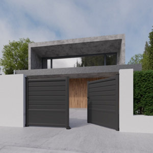 Portail battant aluminium "cortes" gris - 3 m