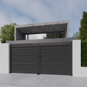 Portail battant aluminium "cortes" gris - 3,5 m