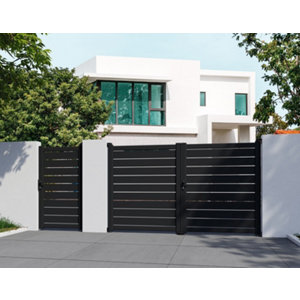 Portail battant aluminium "Ferrol" 3 m gris