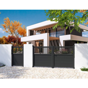 Portail battant aluminium "Santar" 3,50 m gris