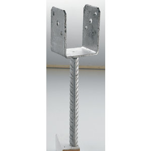 Pied pour poteau vérandas terrasses de type U, H. tige 250 mm H. totale 376,5 mm