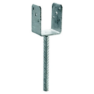 Pied pour poteau vérandas terrasses de type U H. totale 376,5 mm