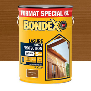 Lasure bois extérieur chêne moyen satin hydrofuge 6 L