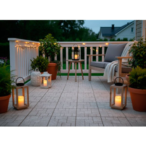 Lot de 6 dalles clipsables travertin en pierre naturelle L.30 x l.30 cm x Ep.20 mm