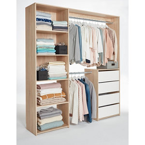 Dressing décor imitation chêne avec 4 tiroirs l.80 cm