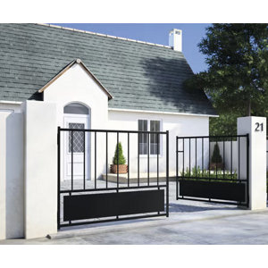 Portail métal battant noir CASTEL - 120 x 300 cm