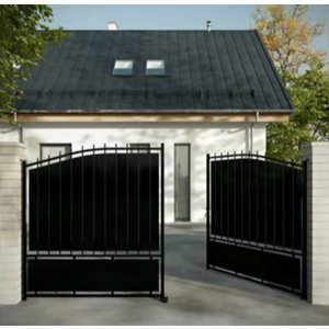 Portail métal plein battant noir HORIZON - 192 x 300 cm