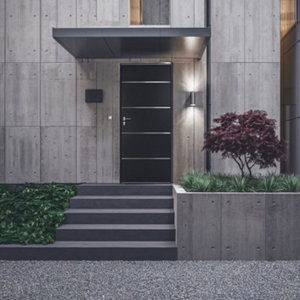 Porte d’entrée "ATENA" gris 215 cm x 90 cm ouvrant gauche, métal, serrure 3 points