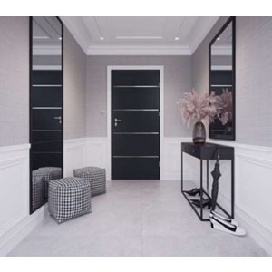 Porte d’entrée "ATENA" Anthracite métal 215 cm x 90 cm, ouvrant droit 55 mm, serrure 3 points