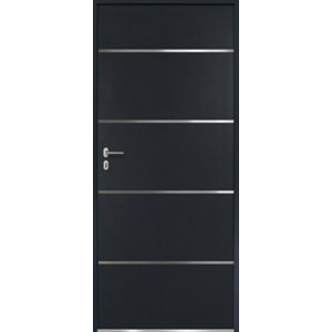 Porte d’entrée "ATENA" Anthracite métal 215 cm x 90 cm, ouvrant droit 55 mm, serrure 3 points