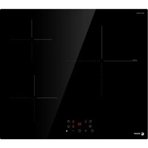 Plaque induction vitrocéramique 3 foyers 6200 W noir 59 cm