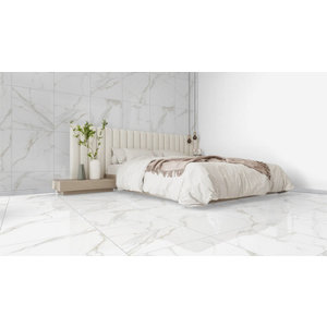 Carrelage sol intérieur grès cérame poli SUPREMO blanc 60 x 60 cm