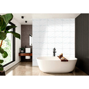 Carrelage mural blanc "MIA" aspect marbre 25 X 33 cm Ep. 8,8 mm