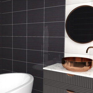 Faïence "Palermo noir" 25 x 40 cm