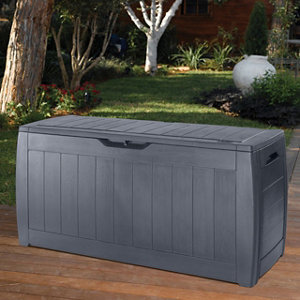 Coffre rangement extérieur "Hollywood" gris anthracite 270 L - L. 118 x l. 45 x H. 57 cm.