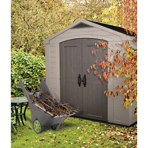 Abri de jardin imitation aspect bois beige "Factor" 4,5 m² - L. 2,56 x P. 1,82 x H. 2,43 m