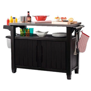 Desserte en résine polypropylène aspect bois "Unity XL" - L. 134 x l. 52 x H. 90 cm