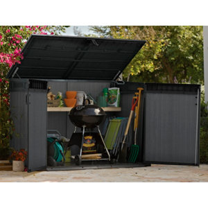 Coffre horizontal en polypropylène aspect bois naturel gris 2020 L "Cortina mega"