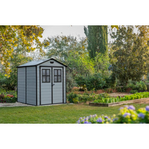Abri de jardin gris "MANOR 68" - D. ext : L. 186 x l. 237 x H. 227 cm