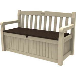Banc avec coffre 265 L blanc et cappuccino EDEN 140 × 60 × 84 cm
