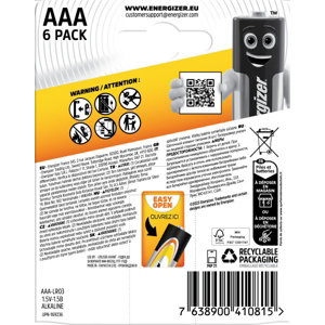 Lot de 6 piles Alcalines Power AAA/LR03