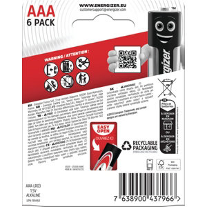 Pack de 6 piles alcalines AAA Energizer Max