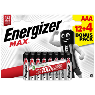 12 piles alcalines AAA LR03 Max + 4 offertes