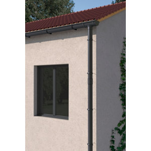 Descente de gouttière ronde PVC gris anthracite Ø 80 - 2 mètres