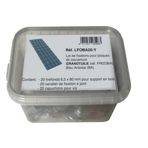 Kit 20 fixations pour plaque de couverture PVC, couleur Bleu Ardoise