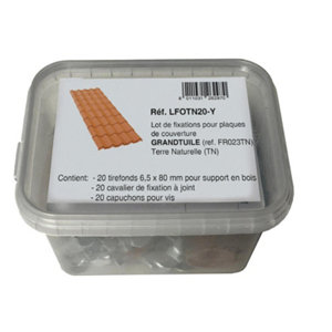 Kit 20 fixations pour plaque de couverture PVC, couleur Terre Naturelle