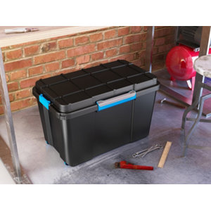 Boîte de rangement étanche avec roulettes noir SCUBA 110 L 