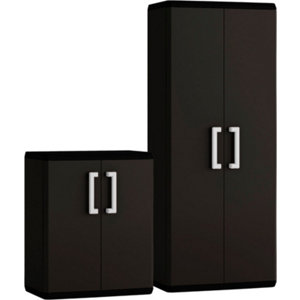 Lot de 2 armoires de rangement polypropylène cadenassables L. 68 x P. 39 x H. 166 / 83 cm