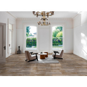 Carrelage sol intérieur "Baobab" Beige grès cérame 17x62 cm aspect bois