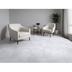 Carrelage de sol intérieur grès émaillé gris FLOREAL
