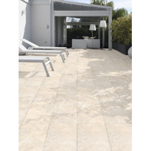 Carrelage sol extérieur grès cérame émaillé grip beige ROMA 31 x 62 cm Ép. 7,4 mm