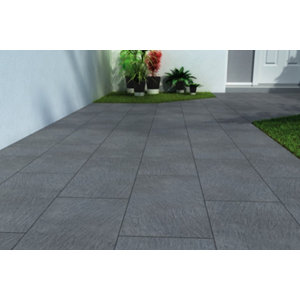 Carrelage de sol extérieur "Lavagna" gris anthracite - l. 30 x L. 60,2 cm
