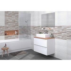 Carrelage mural "Bosco Bianco" blanc - l. 25 x L. 40 cm