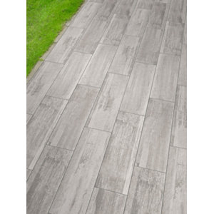 Carrelage de sol extérieur "Tundra" gris - l. 17,8 x L. 62,8 cm