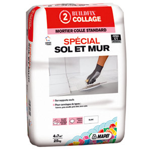 Mortier colle sol et mur C1 - Blanc - 25 kg