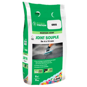 Mortier joint souple gris pour sols et murs, intérieurs et extérieurs - Sac de 5 kg