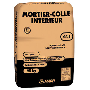 Mortier colle gris pour carrelage - 25 kg