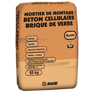 Colle béton cellulaire et pavé de verre intérieur et extérieur, sac de 25 kg