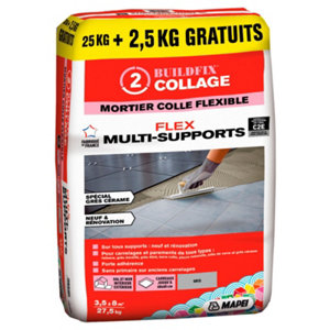 Mortier colle flexible multi-supports neuf et rénovation gris - sac 25+2,5KG  